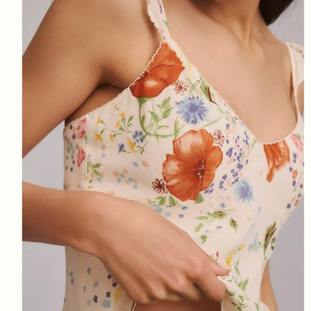 Reformation Belinda Top Sz2 Etude Ivory Floral Causal Vacation Party - Picture 2 of 10